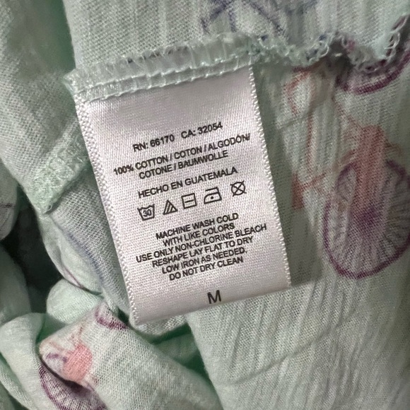 Vintage Anthropologie Postmark Mint Green Bicycle Print Banter Tee Size Medium - Picture 6 of 8